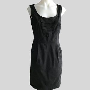 Ann Taylor black dress sleeveless pleat ruffle detail size 2 XS